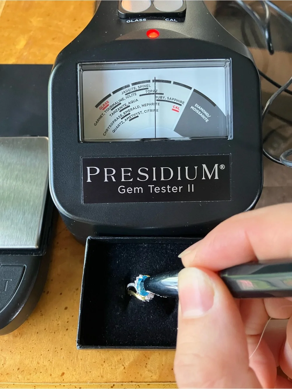 Swiss Blue Topaz White Diamond Ring Size 9